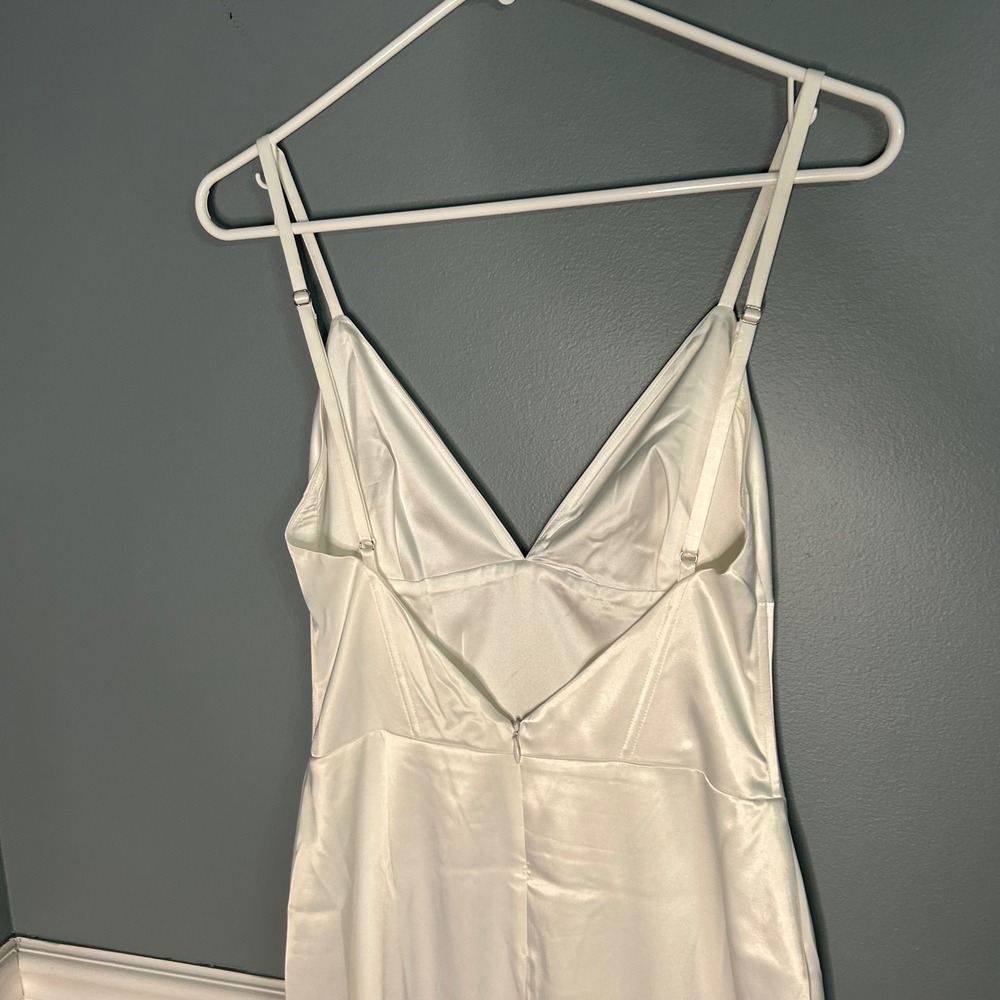 Meshki Ivory Satin Corset Midi Dress White Low Back fairy Small NEW - Picture 11 of 12